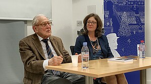 Sabine Menu und Paul Collowald bei der Präsentation der Biographie im Robert Schuman-Haus im Oktober 2018. Foto DR